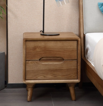 Log smart full solid wood bedside table Nordic ash storage locker modern simple bedroom bedside small