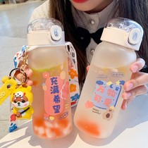 Cute frosted glass creative student cup ins wind cup portable leak-proof cup straw girl heart cartoon