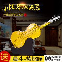 Violin glass wine bottle gift thickened glass bottle home creative sealed shaped foam medicine empty wine bottle ornaments