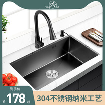 Fesar sink washing basin single trough nano sink black pool table kitchen embedded sink