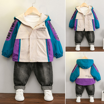 Boys coat autumn 2021 new small children foreign boy boy spring and autumn fashion windbreaker trend coat handsome