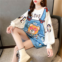 Online Red Pregnant Woman Dress in clothing The long spring and autumn season Korean version of the Han version Spicy Mother Loose Fashion Design Sense Dress Dress