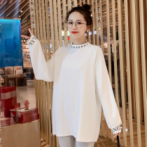 Pregnant women autumn coat 2021 New loose Korean version of pregnant women T-shirt in long Korean base shirt with spring and autumn