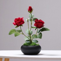 Park Mark Roses Flower Emulation Flower Pendulum Pieces Living Room Fake Flowers Dry Branches Decoration TV Cabinet Potted Table Tea Table Green Plant
