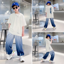 Boy Suit Summer Thin Children Ice Silk Speed Dry Handsome Gas Tide Boy Clothing CUHK Boy Boy Nets Red Sports Summer Clothes
