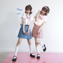Mid spring 24 JK uniform Milk Fu Meow short sleeve sailor suit Summer suit Student shirt skirt skirt suit female