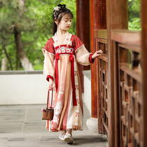 Painting fan original children Han clothes girl superfairy new dress Chinese style Chinese wind ancient clothes Summer dress Tang dress Spring Summer