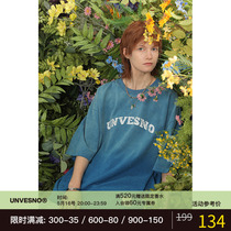 Unvesno (UN) Mist Fried Flower Short Sleeves T-shirt neutral windclothes tide couples summer half-sleeve blouse