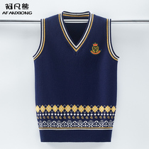Child Hair Line Vest Men College Wind Spring Autumn CUHK Children Pure Cotton Boy Autumn Winter Style Boy Garnter Knit Waistcoat