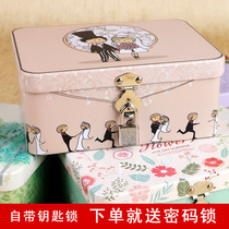 Password lockable storage box Storage box Small peninsula iron box Box Key ID tinplate Mini iron