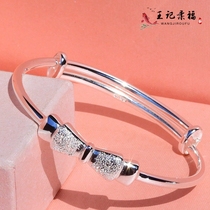 New bow sterling silver bracelet female 999 foot silver parent-child solid girl bracelet silver jewelry birthday gift