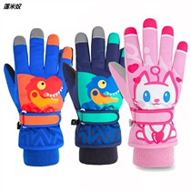 Childrens ski gloves winter warm dinosaurs thick boys play snow skating plus velvet waterproof cycling student female gloves