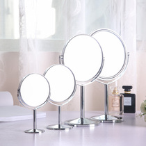 360 degree high definition makeup mirror Mirror bottom rotating dressing stainless steel double-sided powder room magnifying glass mirror desktop