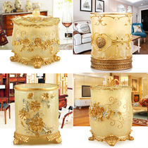 European creative trash can high-end luxury living room with lid paper basket toilet toilet desktop storage bucket household