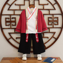 Hanfu boys spring and autumn Chinese style young mens clothing childrens Tang boys thin mens baby suit long sleeve costume
