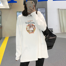 White Undershirt Hitch 2022 Han Version Spring Autumn Gestation Woman Bottling Moms New Pure Cotton Mill Fur Long Sleeve Pregnant Woman T-Shirt