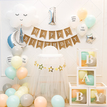 Babys birthday layout background wall simple balloon decoration scene girl Net red ins Princess children