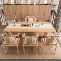 New Chinese tea table and chairs combined solid wood Kung Fu tea table minimalist office Guest Tea Table Balcony Suit