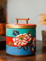 New Chinese style ceramic storage box Multi-layer living room dried fruit candy box Dresser Jewelry box Jewelry box Decorative ornaments