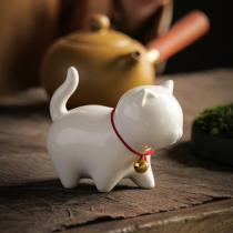 Ceramic tea pet cat can set up paper pen pen shelves Lingmeng kitten tea table decoration