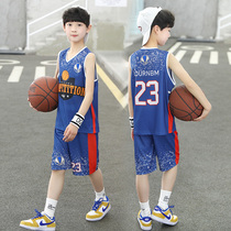 Boys basketball suit suit Childrens ball suit 2021 new training suit Team uniform Foreign style quick-drying clothes sports vest tide