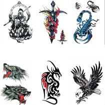 Half-arm male and female tattoo stickers waterproof long-lasting arm thigh chest back tattoo social Guan Gong Long Eagle Blood Wolf Head