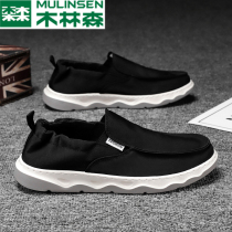 Wood Linson Sails Cloth Shoes Mens Summer Breathable Old Beijing Cloth Shoes Casual 100 Hitch Shoes Sloth Shoes A foot pedal mens shoes