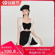 Japanese swimsuit female summer 2021 New Fashion students conservative small chest gathering holiday one-piece swimsuit female niche