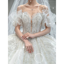 Senior sense wedding dress 2021 new bride temperament high-end luxury tailing small man main yarn Palace wind light