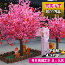 Simulation peach blossom tree cherry tree wishing tree wealth tree interior decoration hotel shopping mall large fake tree New year beauty Chen