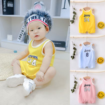 Baby one-piece summer sleeveless vest romper net red baby clothes Summer 0 one March newborn foreign style basketball clothes