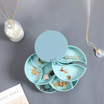  Rotating jewelry box Multi-layer earrings storage box Brooch earrings earrings necklace jewelry rack with mirror dustproof box
