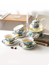 Cuckoo bird ceramic glass heating flower tea pot set with filter European afternoon tea tea set Insulation tea pot