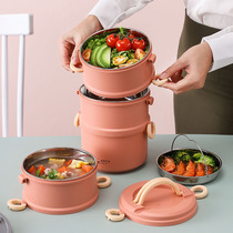 Multi-layer insulated lunch box with Dish can heat office workers lunch box sealed student large-capacity Japanese rice bucket