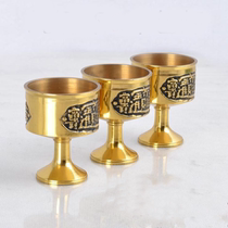 Copper wine cup home Chinese vintage old-fashioned little fairy home white glass for Buddha supplies water cup for cup Buddha