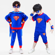  Superman clothes Childrens suit Children handsome cool role-playing cos cotton catwalk tide suit Halloween costume