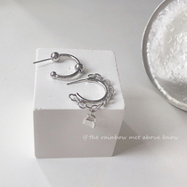 Personality earrings female 2020 New Tide Korean temperament Net red niche design sense simple silver asymmetric earrings