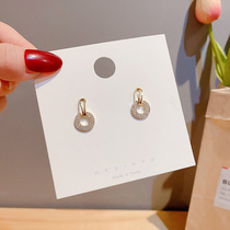 Charm factory S925 silver needle ear needle simple temperament full diamond ring earrings high-end fashion ear jewelry