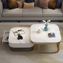 Nordic minimalist size tea table combined small family type living room primary-secondary tea table office with drawer marble tea table