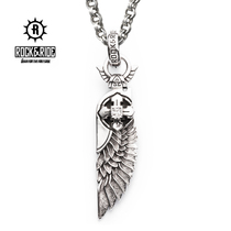 (Worn by stars)ROCKRIDE Freedom Wing pendant Sterling silver necklace male hip-hop trendy personality to send boyfriend