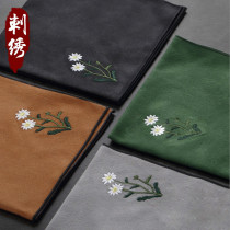 Cotton linen tea towel absorbent Zen Chinese style tea art tea cloth embroidery tea mat kung fu tea ceremony accessories tea tray tea tools