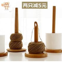 Wool shaft rotating weaving tool Wooden frame Manual storage winding roll paper towel rack Vertical wooden cylindrical spool frame