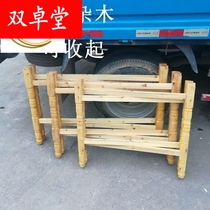 Solid wood large round table Folding table shelf Square table table tripod Miscellaneous wood convenient folding table leg bracket Table frame table foot