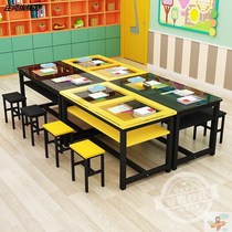 Glass hosting class Childrens remedial classes Fine arts class table and chairs Painting desk Training Institution Painting Room Double child Garden Table