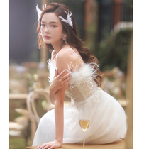 High-end small evening dress dress women 2021 New banquet temperament fairy Air white suspenders light luxury annual meeting autumn and winter