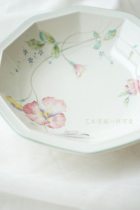  (SOLD)) Sold OUT Dont shoot Showa period craftsman painted horned sumire deep soup plate octagonal plate