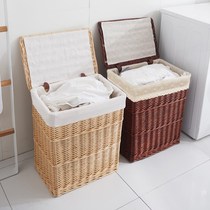 Dirty clothes basket Dirty clothes storage basket rattan woven clothes storage bucket laundry basket with lid artifact Household toy frame weaving