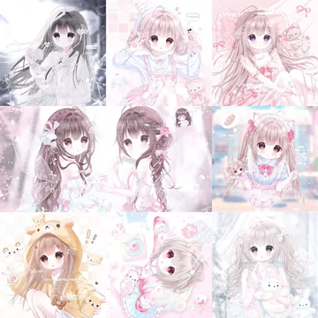 2556张 绮川图包 卡通女生插画扭蛋头像原创圈直购 高清无水印