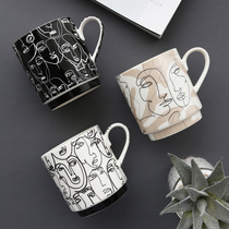 ins Nordic cold wind low bone china abstract art ceramic small mug ceramic coffee milk stack Cup 3 sets