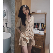 House deer pajamas female summer new shirt style two-piece small lapel short sleeve shorts home wear suit